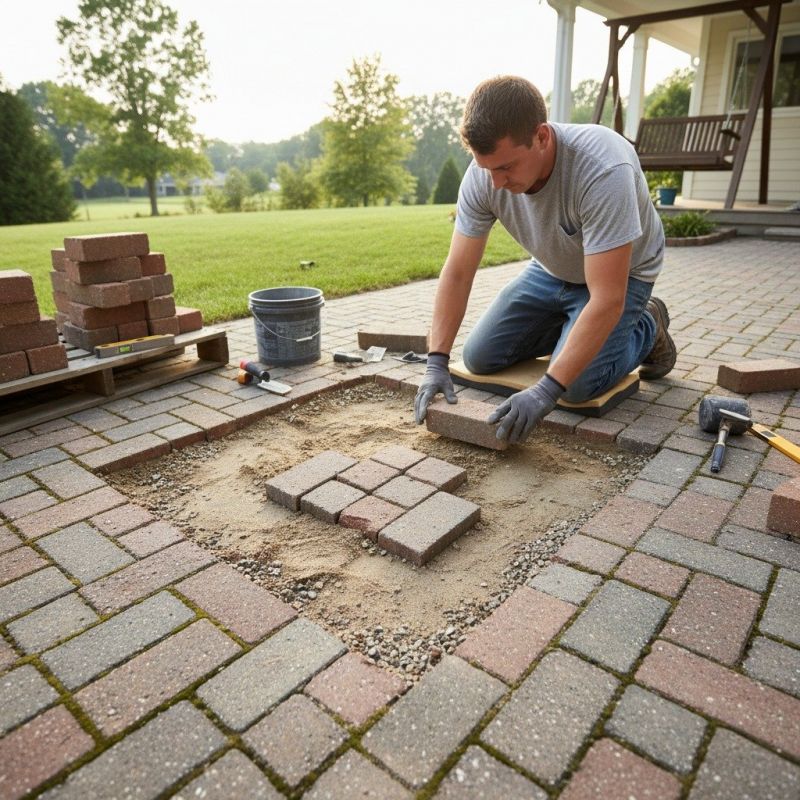 Local Brick Paver Patio Repair pros at work